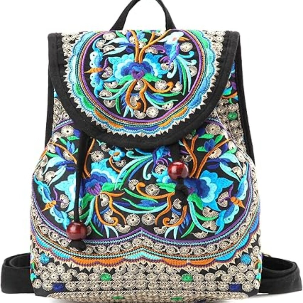 Beautiful Embroidered Backpack Purse Bag‎ Brand New Bohemian Look